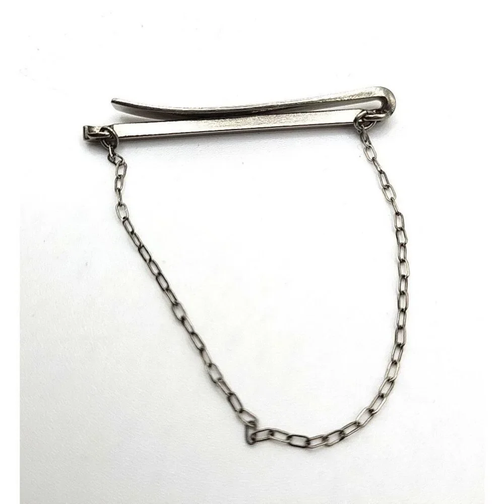 Dangling Chain Silvertone Tie Clip 1.75in